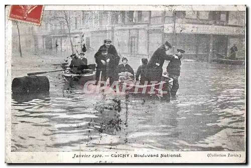 Clichy - Boulevard National - Janvier 1910 - Inondation - Cartes postales