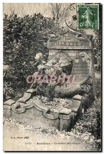 Cartes postales XVIII Asnieres Cimetiere des Chiens Pollette