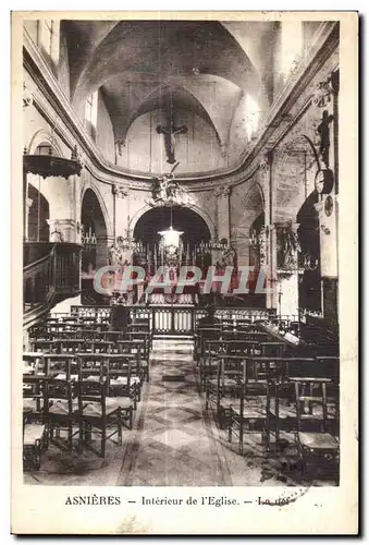 Cartes postales Asnieres Interieur de l Eglise la nef