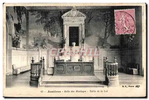 Cartes postales Asnieres salle des Mariages table de la Loi