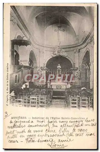 Ansichtskarte AK Asnieres Interieur de I Eglise Sainte Genevieve