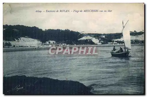 Cartes postales Royan Environs de Royan Plage de Meschers vue en Mer Bateau