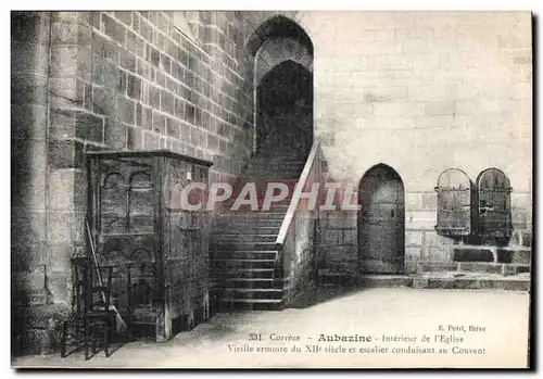 Cartes postales Correze Aubazine Interieur de I Eglise Vieille armoire du XII siecle et escalier