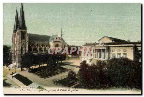 Pau - Eglise St Jacques et Palais de Justice - Ansichtskarte AK