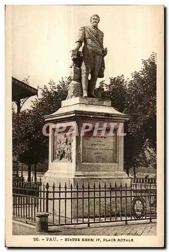 Pau - Place Royale - Statue Henri IV - Ansichtskarte AK
