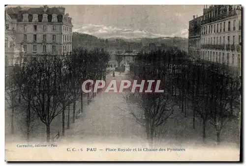 Ansichtskarte AK Pau Place Royale et la Chaine des Pyrenees