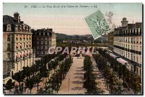 Ansichtskarte AK Pau La Place Royale et la Chaine des Pyrenees