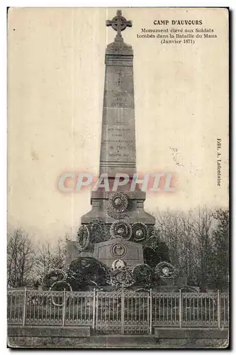 Cartes postales Camp D Auvours Monument eleve aux Soldats tombes dans la Bataille du Mans