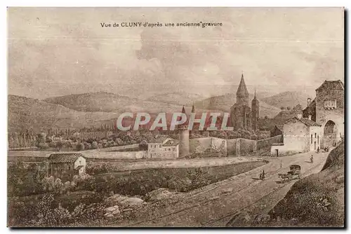 Cluny - Vue de Cluny d apres une ancienne gravure - Ansichtskarte AK