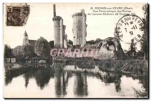 Ansichtskarte AK Mehun sur Yevre (Cher) Vue Panoramique des Ruines de I ancien Chateau de Charles