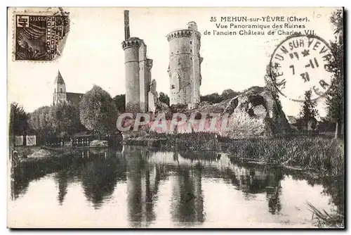 Cartes postales Mehun sur Yevre (Cher) Vue Panoramique des Ruines de I ancien Chateau de Charles