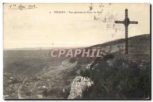 Ansichtskarte AK Poligny Vue generale et Croix du Dent