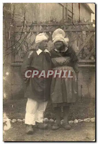 CARTE PHOTO Folklore Costume Paysans Calvados
