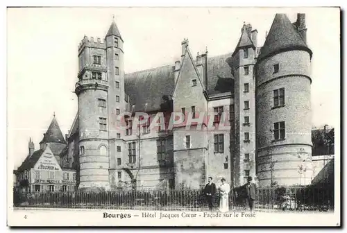 Cartes postales Bourges Hotel Jacques Coeur Facade sur le Fosse