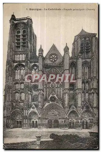 Cartes postales Bourges La Cathedrale Facade principale (Ouest)