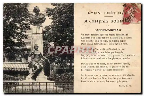 Cartes postales Lyon Poetique Josephin Soul Sonnet Portrait Un Front Melancolique un Regard laissant