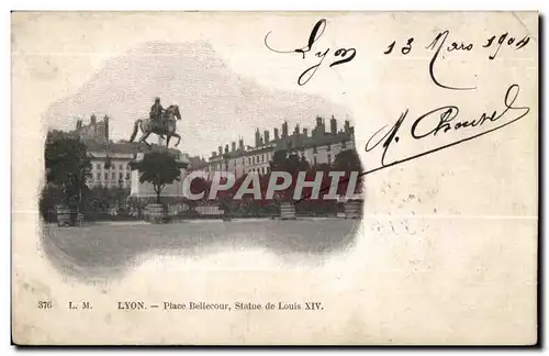 Cartes postales Lyon Place Bellecour Statue de Louis XIV