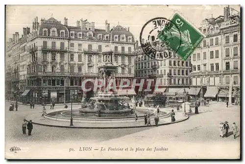 Cartes postales Lyon La Fontaine et la Place des Jacobins