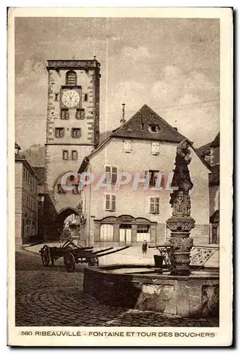 Cartes postales Ribeauville fontaine et tour des bouchers