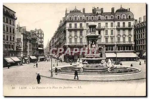 Cartes postales Lyon La Fontaine et la Place des jacobins LL