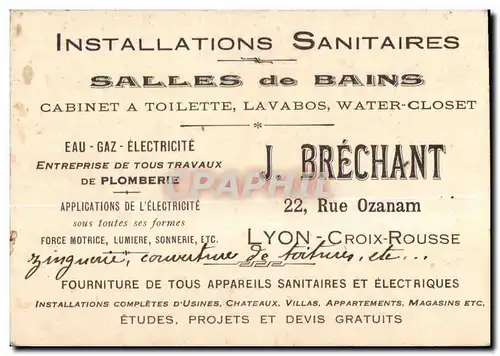 Carte de visite Lyon Installations Sanitaires Salles de Bains Cabinet a Toilette Lavabos Water Close