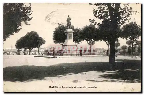 Cartes postales Macon Promenade et statue de Lamartine