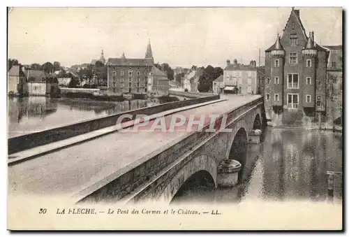 Cartes postales La Fleche Le Pont des Carmes et le Chateau