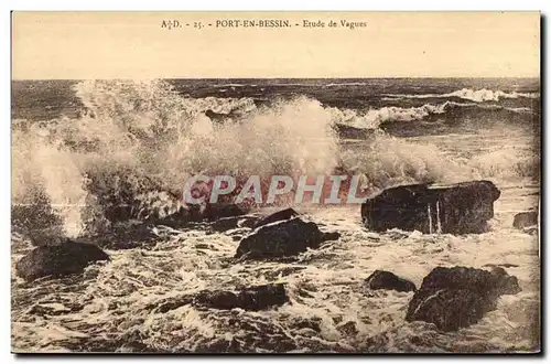 Cartes postales Port en Bessin Etude de Vagues