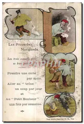 Cartes postales Les Proverbes Normands Folklore Costume