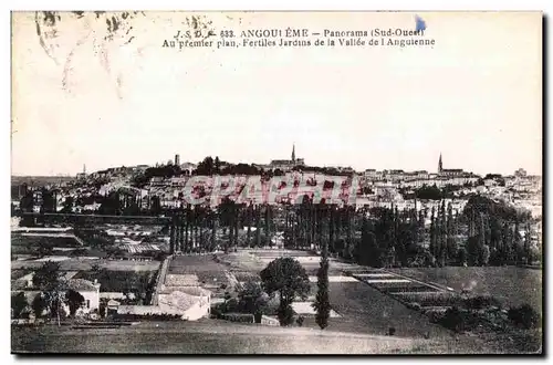 Cartes postales Angouleme Panorama (Sud Oueat) Au premier plan Fertiles Jardins de la Valtee de l Anguienne