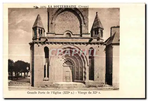 Cartes postales La souterraine (Creuse) grande porte de I eglise (XIIes ) vierge du Xies