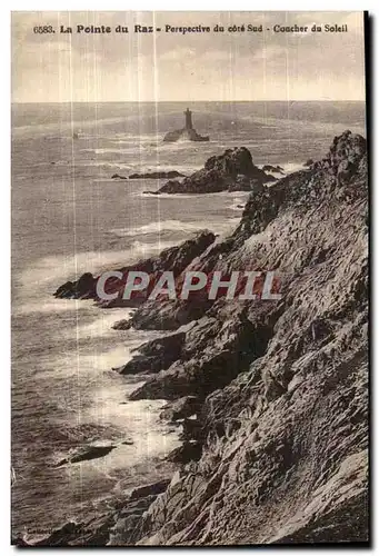 Ansichtskarte AK La Pointe Du Raz Perspective de Cote Sud Coucher du Soleil