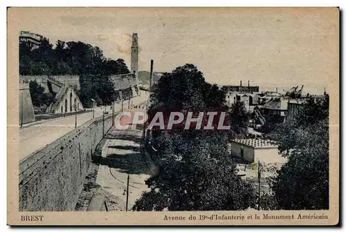 Brest - Avenue du 19 d Infanterie et le Monument Americain - Ansichtskarte AK