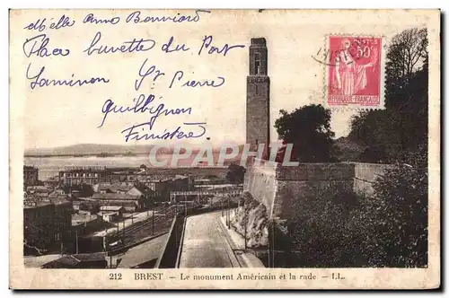 Brest - Le Monument Americain et la rade - Cartes postales