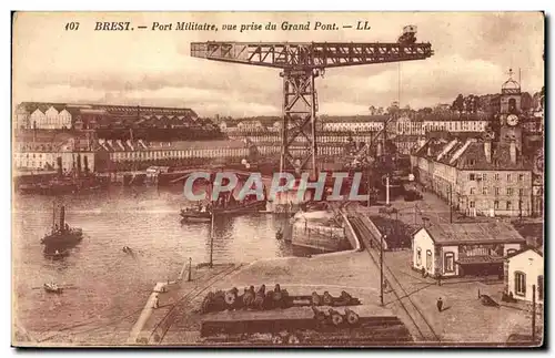 Brest - Port Militaire - vue prise du Grand Pont Bateaux - Cartes postales