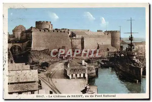 Brest - Le Chateau de Brest Vue du pont national - Ansichtskarte AK