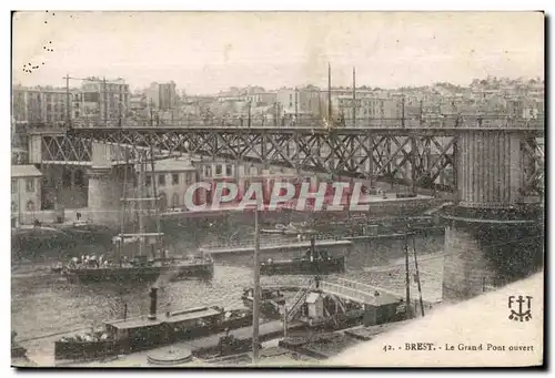 Brest - Le Grand Pont Ouvert Bateaux - Ansichtskarte AK