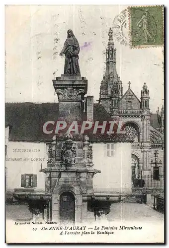 Cartes postales Ste Anne D Auray La Fontaine Miraculeuse A I arriere plan la Basslique