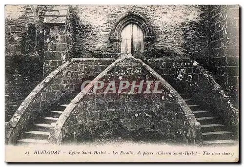 Cartes postales Huelgoat Eglise Saint Habal Les Escaliers du pioerre (Church Saint Herbet The slone stairs)