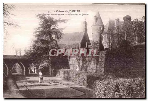 Cartes postales Chateau de Josselin Les Douves actuellement transformees en Jardins