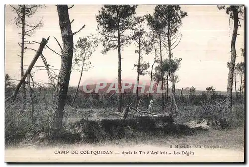 Cartes postales Camp de Coetquidan Apres le Tir d Artillerie Les Degats Militaria