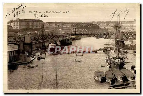 Cartes postales Brest Le Pont National Bateau