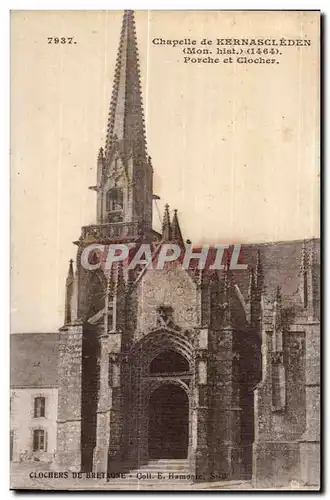 Cartes postales Chapelle de Kernascleden (Mon hist) (1464) Porche et Clocher