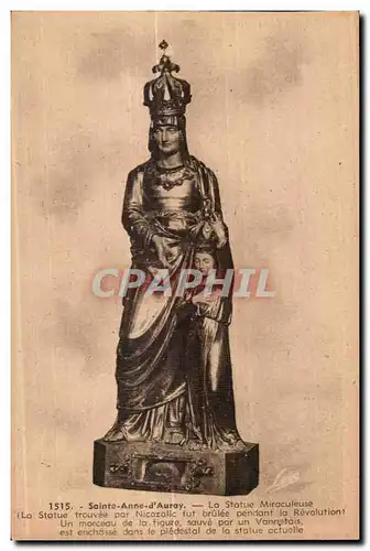 Cartes postales Sainte Anne d Auray La Statue Miraculeuse (La Statue trouvee par Nicozalic fut buulee pendant la