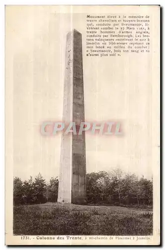 Cartes postales Colonne des Trente a mi chemin de ploermel a josselin