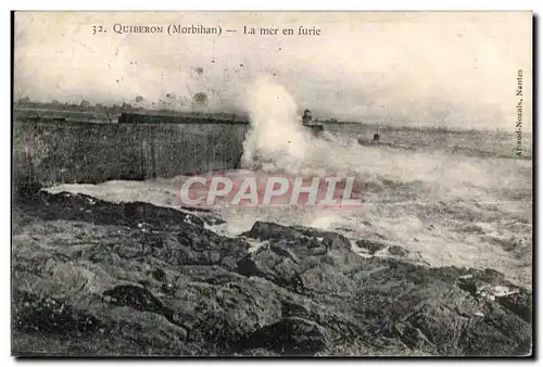 Ansichtskarte AK Quiberon (Morbihan) La mer en Furie