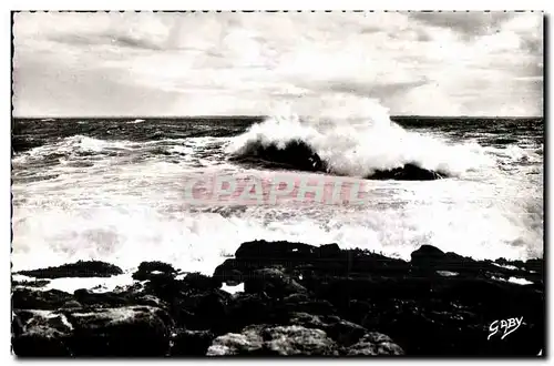 Moderne Karte Quiberon (Morbihan) La Cote Sauvage Presqu ile de Effet de Vagues