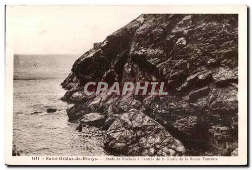 Cartes postales Saint Gildas de Rhuys Etude de Rochers a L entree de la Grotte de la Bonne Fontaine