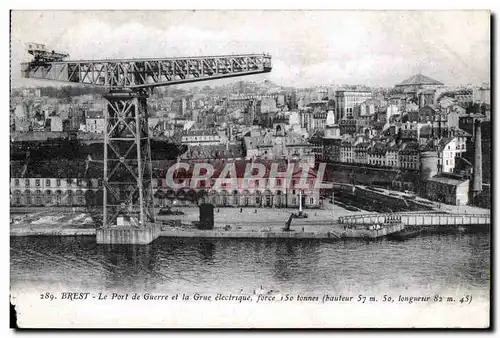 Cartes postales Brest le port de guerre et la grue electrique force i so tonnes (bauteur 57 m so longneur 82 m 4