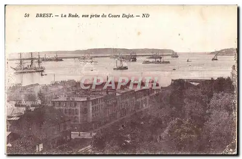 Cartes postales Brest la rade vue prise du cours Dajot Bateaux